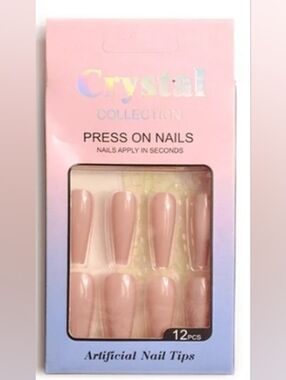 12 Piece Solid Color Coffin Nails- Blush